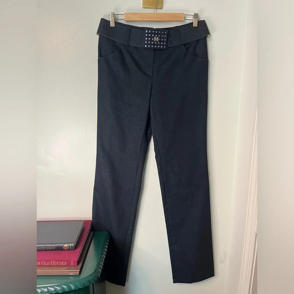 Missoni Italy Orange Label Vintage Y2K Studded Buckle Belted Tapered Jeans Sz 44 - Picture 1 of 7